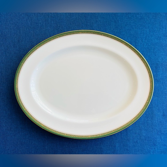 Aynsley Other - Aynsley Evergreen Oval Serving Platter 15 7/8" long  Green Golden Trim